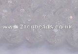 CKQ347 15.5 inches 14mm faceted round dyed crackle quartz beads