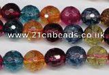 CKQ43 15.5 inches 10mm faceted round dyed crackle quartz beads