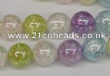 CKQ64 15.5 inches 12mm round AB-color dyed crackle quartz beads