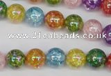 CKQ74 15.5 inches 12mm round AB-color dyed crackle quartz beads