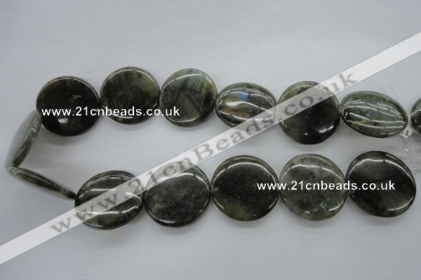 CLB139 15.5 inches 30mm flat round labradorite gemstone beads