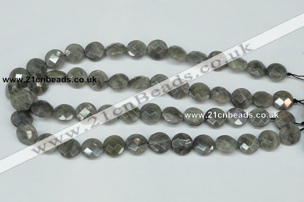 CLB192 15.5 inches 16mm faceted coin labradorite gemstone beads