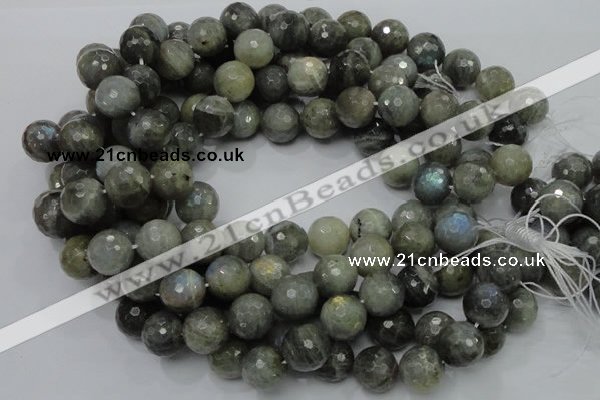 CLB25 15.5 inches 14mm faceted round labradorite gemstone beads