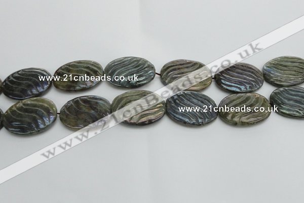 CLB670 15.5 inches 25*35mm carved oval AB-color labradorite beads