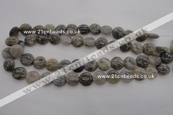CLB74 15.5 inches 15mm flat round labradorite beads wholesale