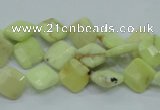 CLE67 15.5 inches 10*10mm faceted diamond lemon turquoise beads