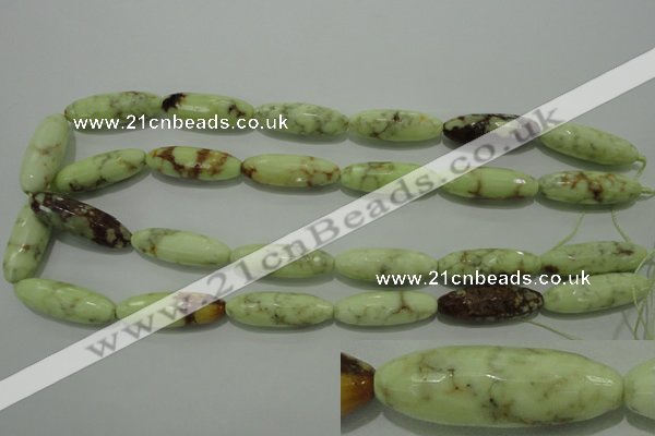CLE75 15.5 inches 10*30mm faceted rice lemon turquoise beads
