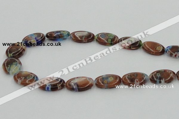 CLG554 16 inches 12*18mm oval goldstone & lampwork glass beads