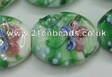 CLG798 15.5 inches 22*28mm oval lampwork glass beads wholesale