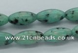 CLJ11 15.5 inches 10*20mm rice sesame jasper beads wholesale