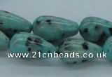 CLJ15 15.5 inches 12*22mm teardrop sesame jasper beads wholesale