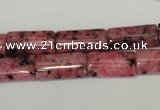 CLJ302 15.5 inches 8*16mm flat tube dyed sesame jasper beads wholesale