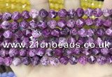 CLJ626 15 inches 8mm faceted nuggets sesame jasper beads
