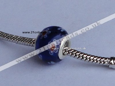 CLP37 30pcs silver plated core 10.5*14mm roundel lampwork European beads