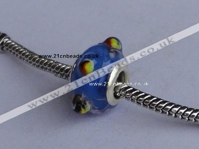 CLP39 30pcs silver plated core 10*16mm roundel lampwork European beads