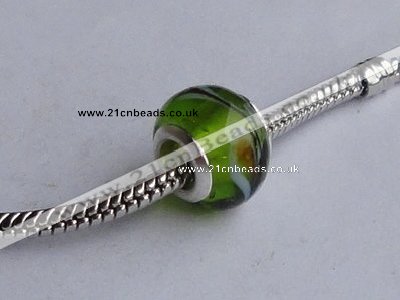 CLP43 30pcs 10*13mm roundel silver plated core lampwork European beads