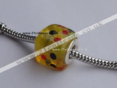 CLP55 30pcs 12*13.5mm cube silver plated core lampwork European beads