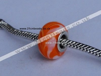 CLP57 20pcs 9*14mm roundel silver plated core lampwork European beads