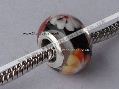 CLP65 20pcs 9.5*14mm roundel silver plated core lampwork European beads