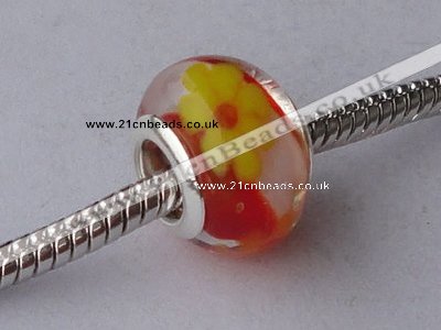 CLP69 20pcs 9*13mm roundel silver plated core lampwork European beads