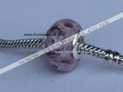 CLP70 10pcs 10*15mm roundel silver plated core lampwork European beads