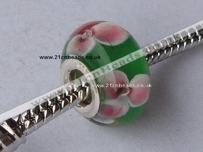 CLSP07 10pcs 8.5*14mm roundel 925 silver core lampwork European beads