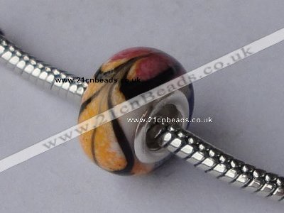 CLSP23 5pcs 8*13.5mm roundel 925 silver core lampwork European beads