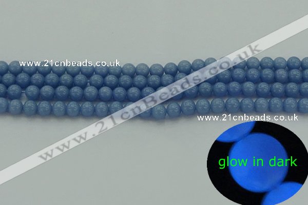 CLU101 15.5 inches 6mm round blue luminous stone beads