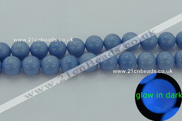 CLU107 15.5 inches 18mm round blue luminous stone beads