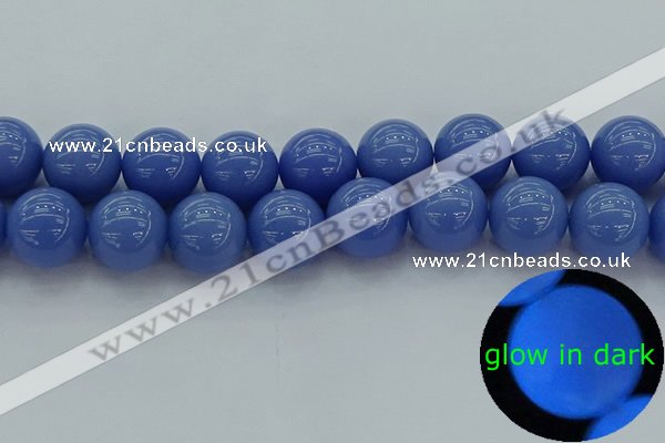 CLU118 15.5 inches 20mm round blue luminous stone beads