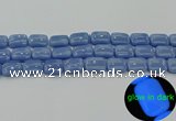 CLU162 15.5 inches 12*16mm rectangle blue luminous stone beads