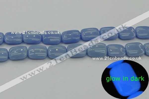 CLU167 15.5 inches 15*20mm rectangle blue luminous stone beads