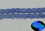 CLU195 15.5 inches 18*18mm square blue luminous stone beads