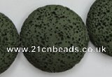CLV405 15.5 inches 32mm flat round dyed lava beads wholesale