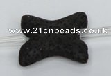 CLV42 15.5 inches 28*32mm butterfly-shaped black natural lava beads