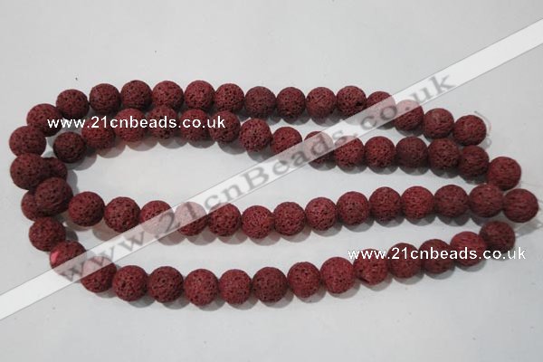 CLV470 15.5 inches 12mm round dyed red lava beads wholesale