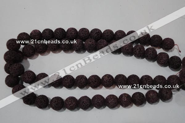 CLV479 15.5 inches 14mm round dyed purple lava beads wholesale