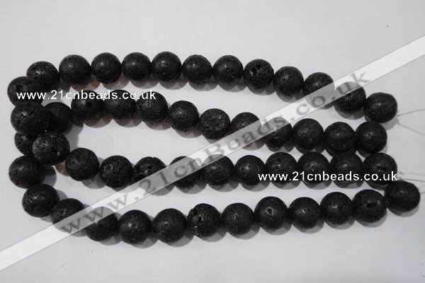 CLV488 15.5 inches 16mm round black lava beads wholesale