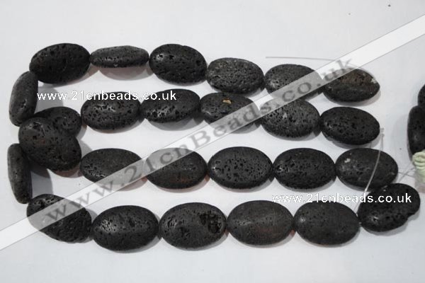 CLV508 15.5 inches 20*30mm oval black lava beads wholesale