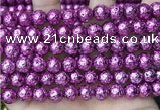 CLV548 15.5 inches 8mm round plated lava beads wholesale