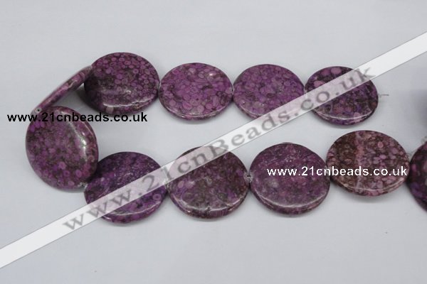 CMB34 15.5 inches 40mm flat round dyed natural medical stone beads