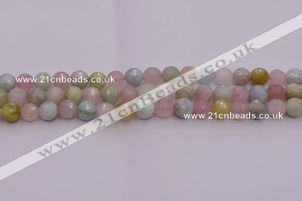 CMG211 15.5 inches 8mm faceted round morganite beads wholesale