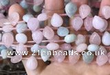 CMG355 Top drilled 9*12mm flat teardrop natural morganite beads