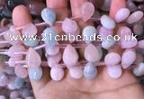 CMG356 Top drilled 10*14mm flat teardrop natural morganite beads