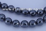 CMH04 16 inches 8mm faceted round magnetic hematite beads