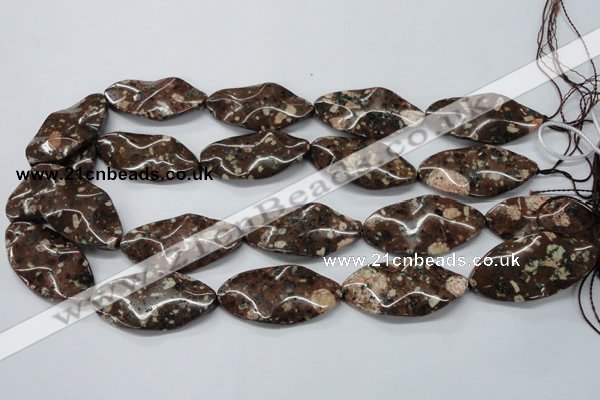 CMI07 15.5 inches 20*40mm wavy marquise mica quartz beads wholesale
