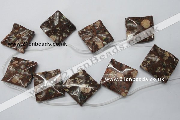 CMI16 Top-drilled 30*30mm wavy diamond mica quartz beads wholesale
