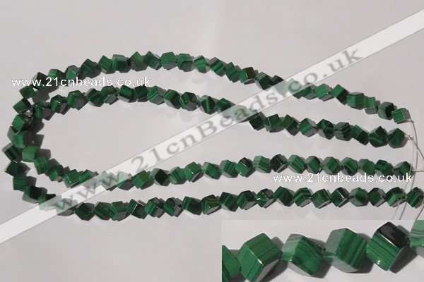 CMN246 15.5 inches 6*6mm cube natural malachite beads wholesale