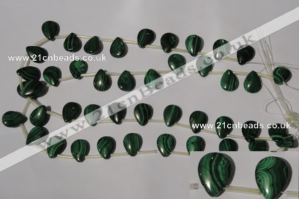 CMN324 Top-drilled 15*20mm flat teardrop natural malachite beads