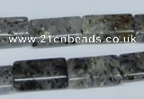 CMO18 15.5 inches 12*20mm flat tube moss quartz beads wholesale
